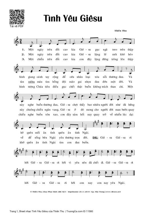 Sheet nhạc PDF bài Tình Yêu Giêsu