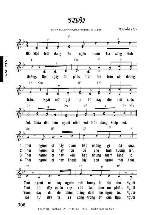 Sheet nhạc PDF bài Thôi - Nguyễn Duy