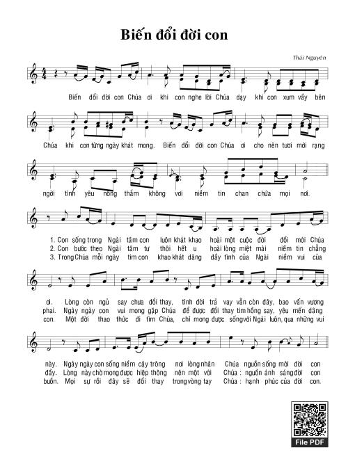 Sheet nhạc PDF bài Biến đổi đời Con