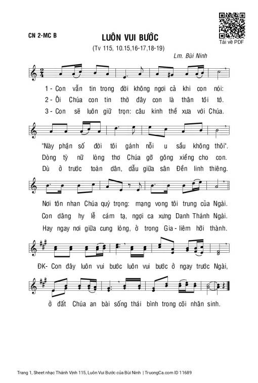 Thánh Vịnh 115, Luôn Vui Bước