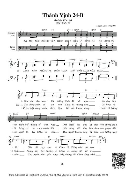 Thánh Vịnh 24, Chúa Nhật 1b Mùa Chay