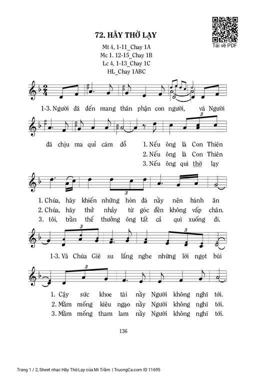 Sheet nhạc PDF bài Hãy Thờ Lạy