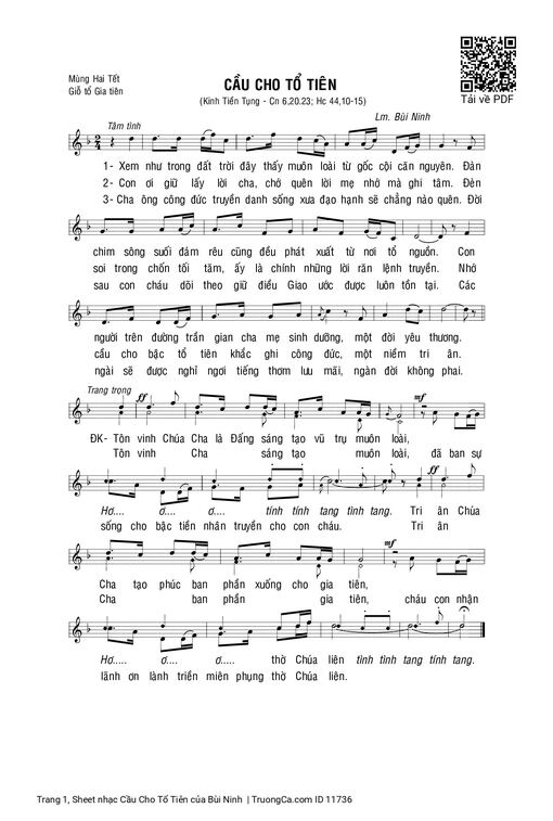 Sheet nhạc PDF bài Cầu Cho Tổ Tiên