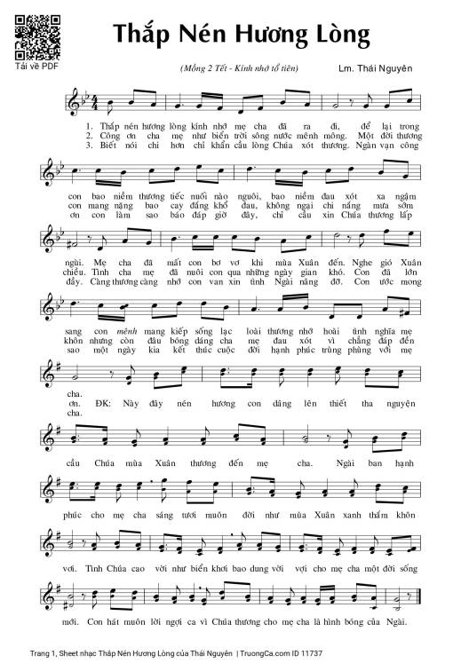 Sheet nhạc PDF bài Thắp Nén Hương Lòng
