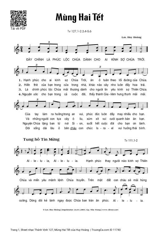 Thánh Vịnh 127, Mùng Hai Tết