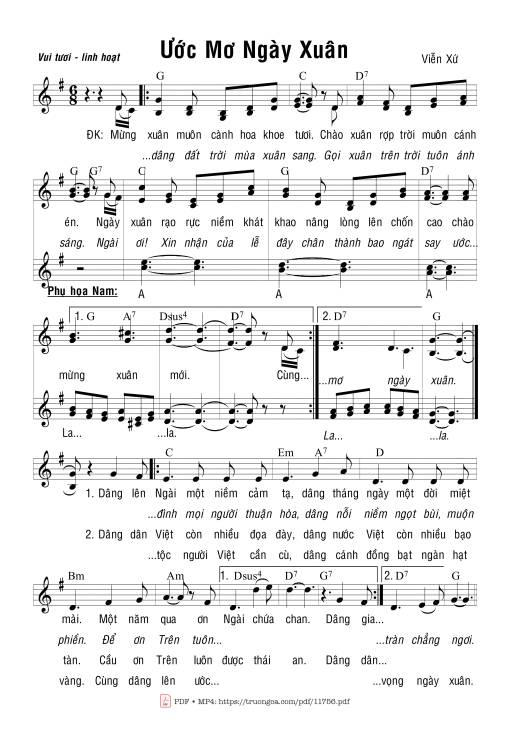 Sheet nhạc PDF bài ước Mơ Ngày Xuân