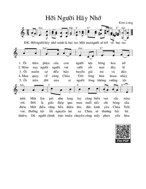 Sheet nhạc PDF bài Hỡi Người Hãy Nhớ