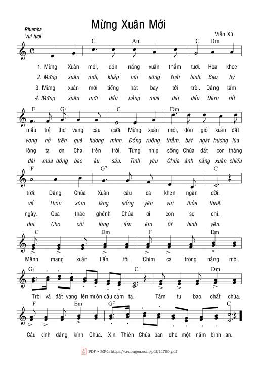 Sheet nhạc PDF bài Mừng Xuân Mới