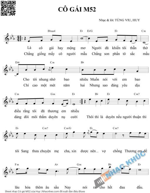 Sheet nhạc PDF bài Cô gái M52 - Huy