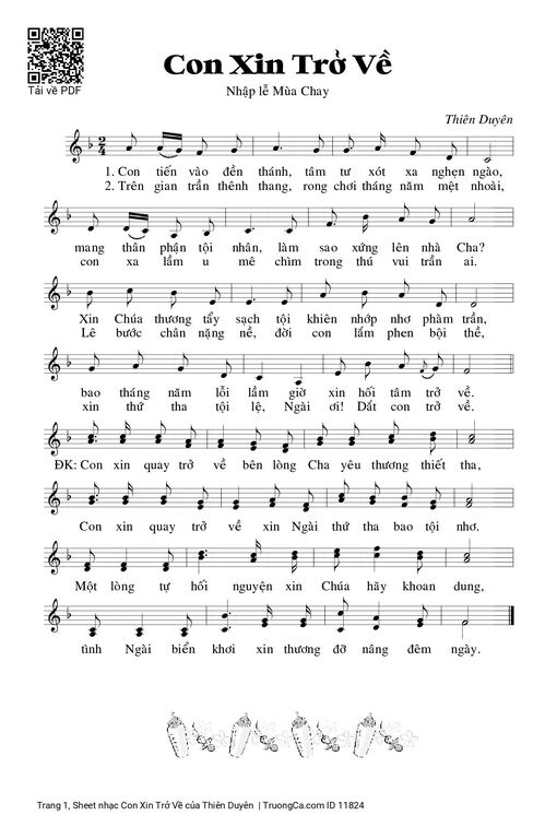 Sheet nhạc PDF bài Con Xin Trở Về