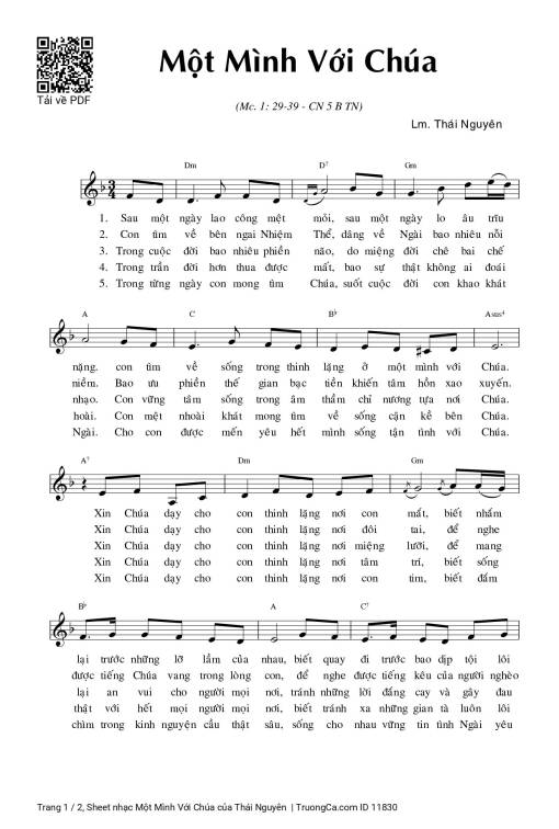 Sheet nhạc PDF bài Một Mình Với Chúa