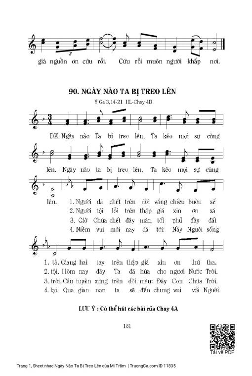 Sheet nhạc PDF bài Ngày Nào Ta Bị Treo Lên