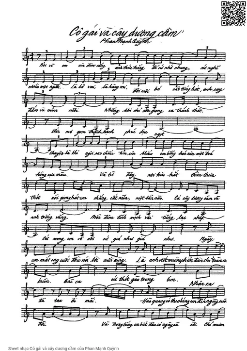 Sheet nhạc PDF bài Cô gái và cây dương cầm