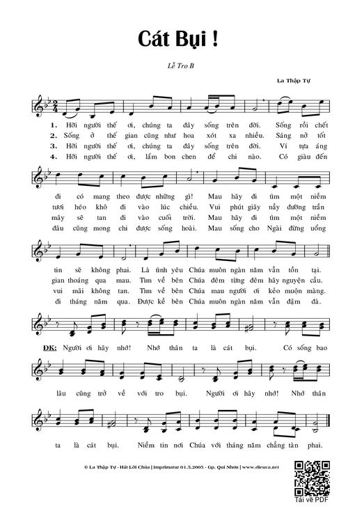 Sheet nhạc PDF bài Cát Bụi - La Thập Tự