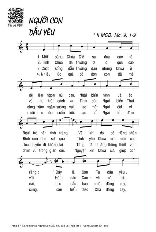 Sheet nhạc PDF bài Người Con Dấu Yêu