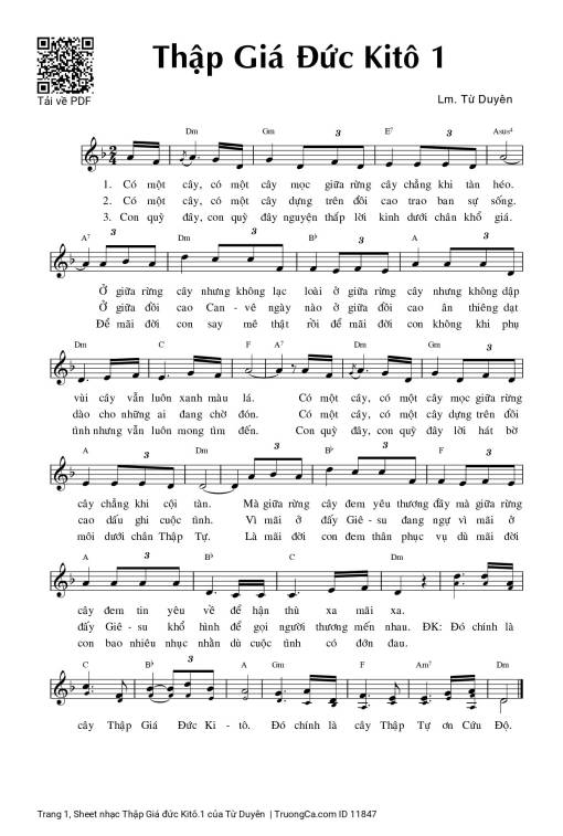 Sheet nhạc PDF bài Thập Giá đức Kitô.1