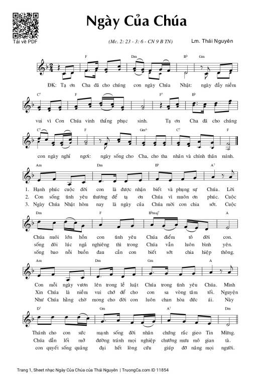 Sheet nhạc PDF bài Ngày Của Chúa