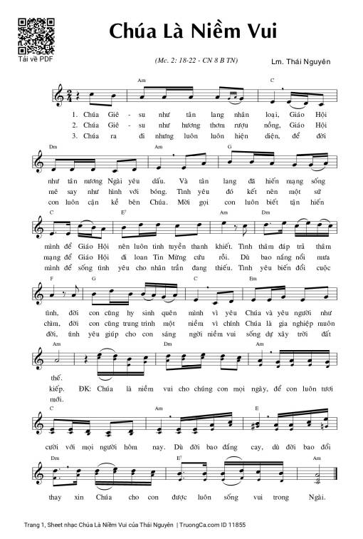 Sheet nhạc PDF bài Chúa Là Niềm Vui
