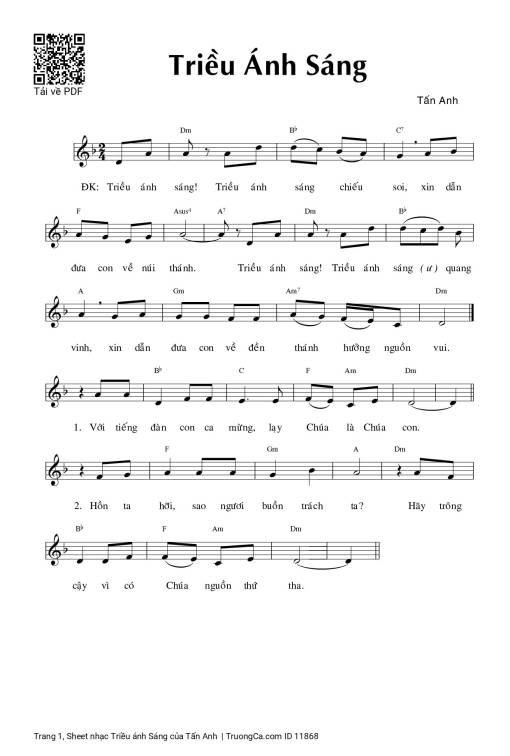Sheet nhạc PDF bài Triều ánh Sáng