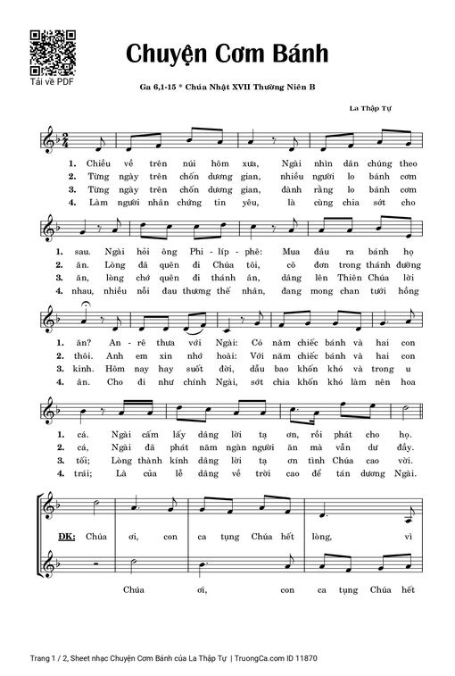 Sheet nhạc PDF bài Chuyện Cơm Bánh