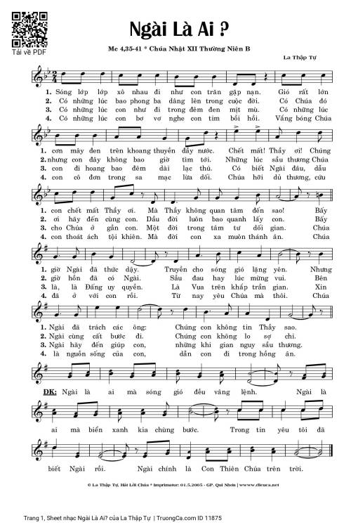 Sheet nhạc PDF bài Ngài Là Ai? - La Thập Tự