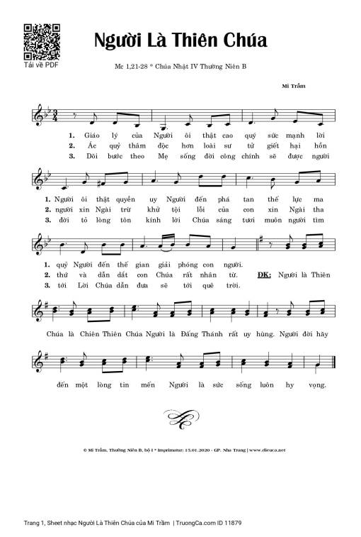 Sheet nhạc PDF bài Người Là Thiên Chúa