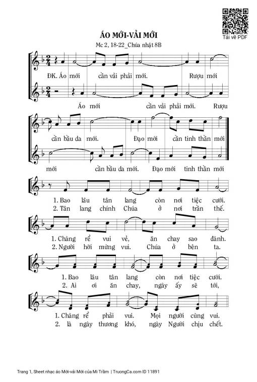 Sheet nhạc PDF bài áo Mới-vải Mới