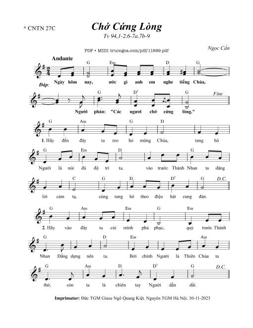 Thánh Vịnh 94, Chớ Cứng Lòng