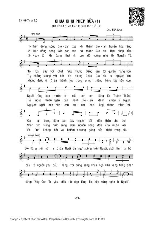 Sheet nhạc PDF bài Chúa Chịu Phép Rửa