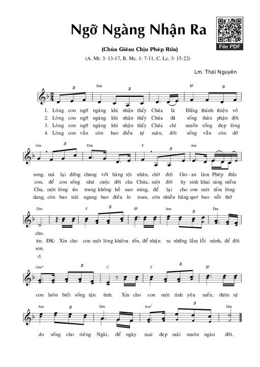 Sheet nhạc PDF bài Ngỡ Ngàng Nhận Ra