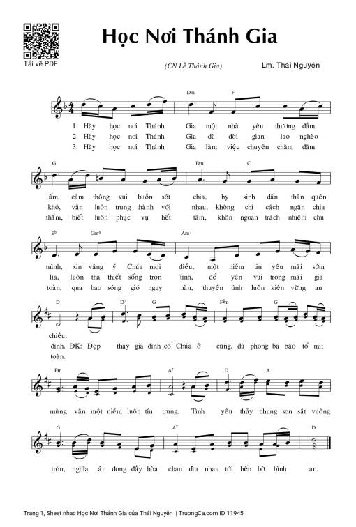 Sheet nhạc PDF bài Học Nơi Thánh Gia