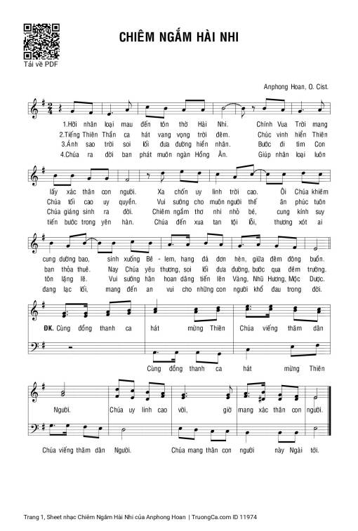 Sheet nhạc PDF bài Chiêm Ngắm Hài Nhi