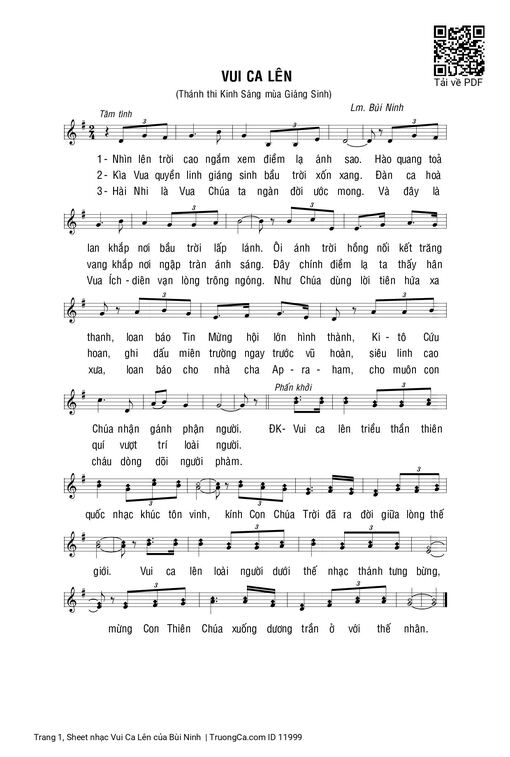 Sheet nhạc PDF bài Vui Ca Lên - Bùi Ninh