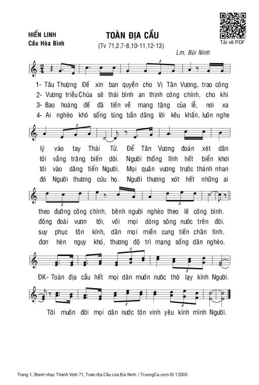 Thánh Vịnh 71, Toàn địa Cầu