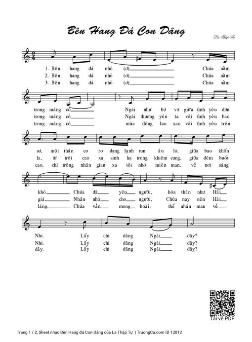 Sheet nhạc PDF bài Bên Hang đá Con Dâng