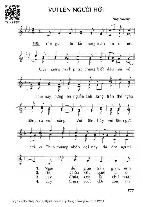 Sheet nhạc PDF bài Vui Lên Người Hỡi