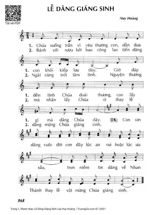 Sheet nhạc PDF bài Lễ Dâng Giáng Sinh