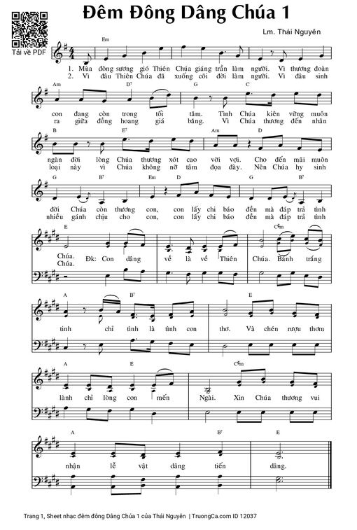Sheet nhạc PDF bài đêm đông Dâng Chúa 1