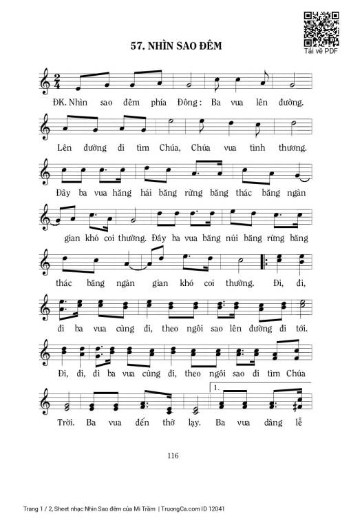 Sheet nhạc PDF bài Nhìn Sao đêm