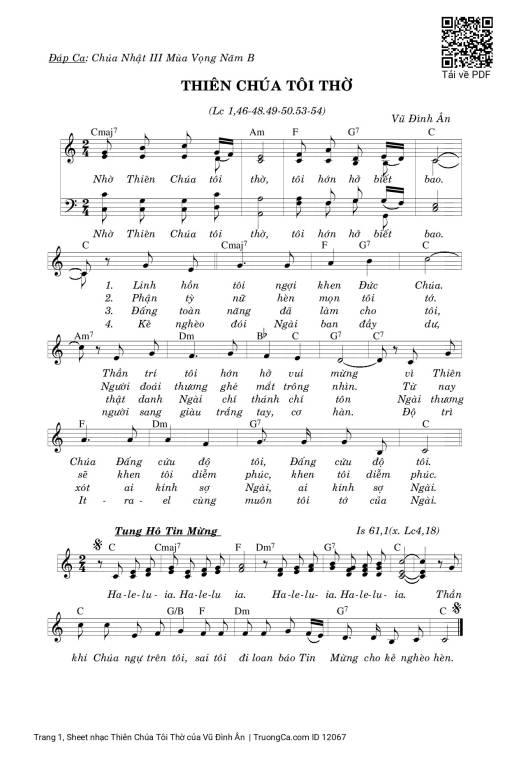 Sheet nhạc PDF bài Thiên Chúa Tôi Thờ