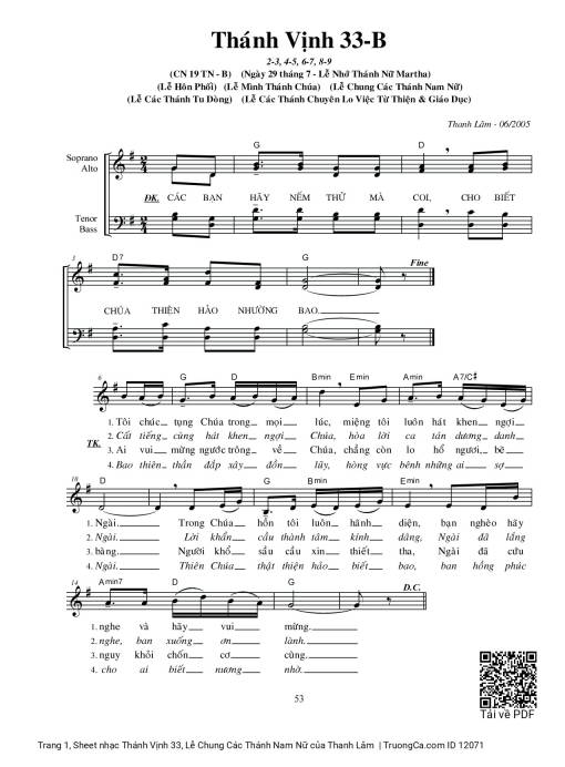 Thánh Vịnh 33, Lễ Chung Các Thánh Nam Nữ