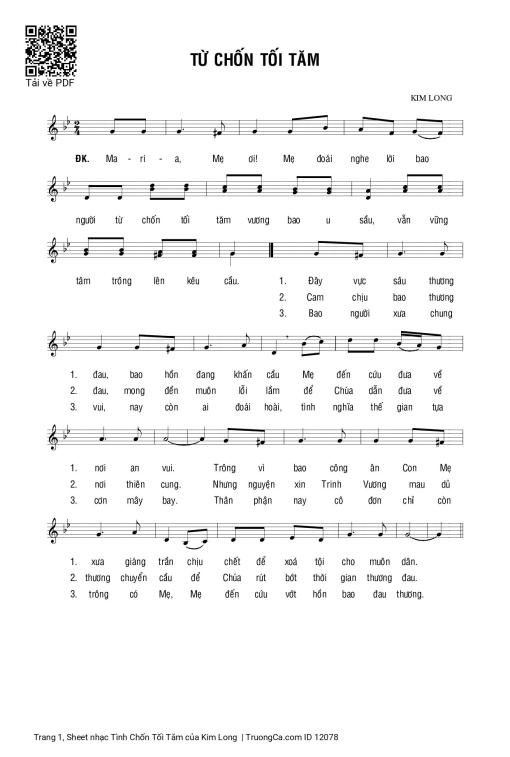 Sheet nhạc PDF bài Tình Chốn Tối Tăm