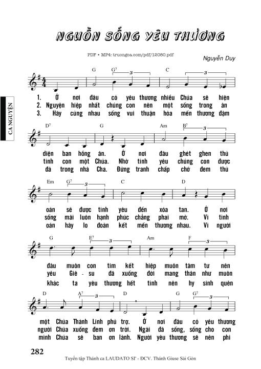 Sheet nhạc PDF bài Nguồn Sống Yêu Thương
