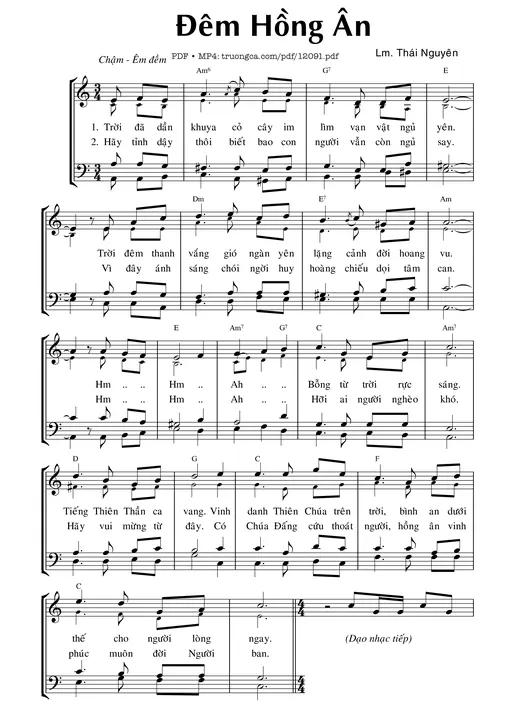 Sheet nhạc PDF bài Đêm Hồng ân