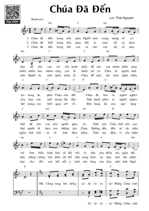 Sheet nhạc PDF bài Chúa đã đến