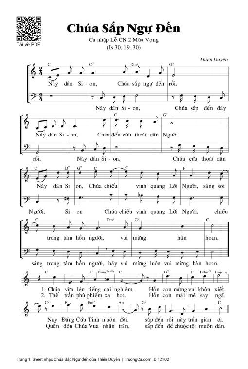 Sheet nhạc PDF bài Chúa Sắp Ngự đến