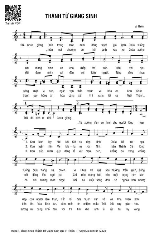 Sheet nhạc PDF bài Thánh Tử Giáng Sinh