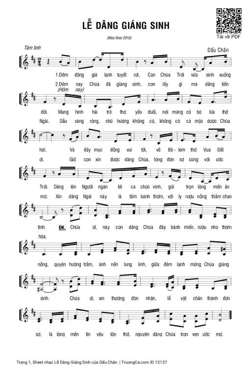 Sheet nhạc PDF bài Lễ Dâng Giáng Sinh