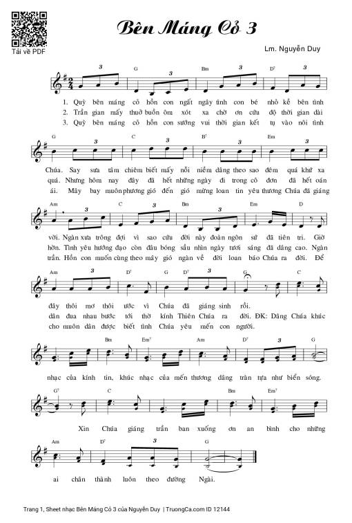 Sheet nhạc PDF bài Bên Máng Cỏ 3