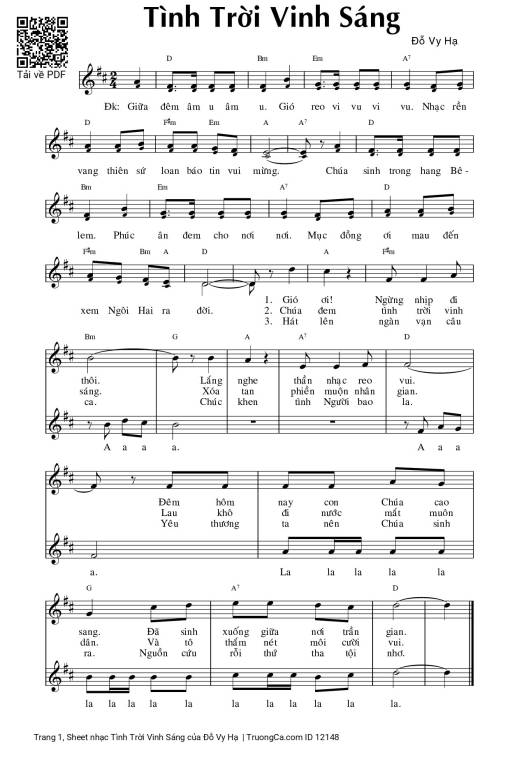 Sheet nhạc PDF bài Tình Trời Vinh Sáng